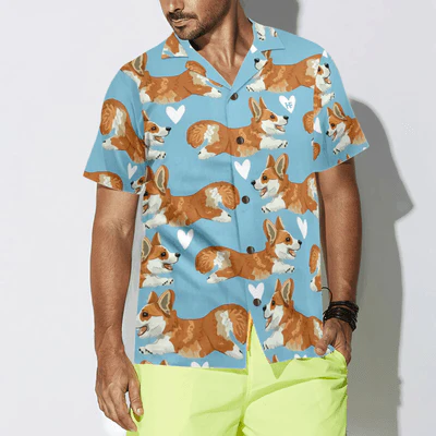 Corgi Hawaiian Shirt, Flying Corgi Blue Aloha Shirt For Men - Perfect Gift For Corgi Lovers, Husband, Boyfriend, Friend, Family - Image 5