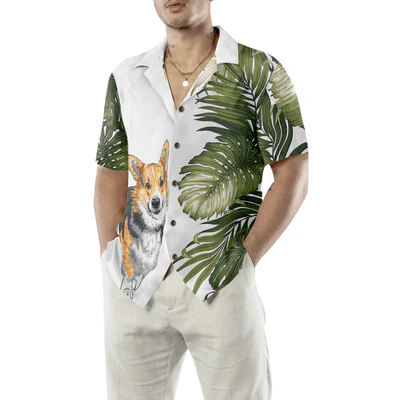 Corgi Monstera Leaves Hawaiian Shirt, Tropical Summer Corgi Aloha Shirt For Men - Perfect Gift For Corgi Lovers, Husband, Boyfriend, Friend, Family - Image 5