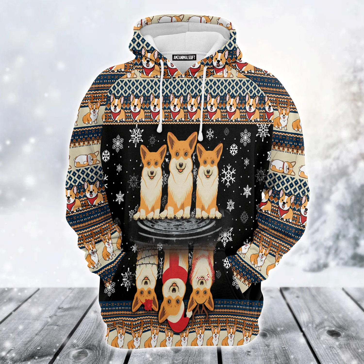 Corgi Premium Christmas Hoodie, Pembroke Welsh Corgi Christmas Unisex Hoodie For Men & Women - Perfect Gift For Christmas, Corgi Lover - Image 2