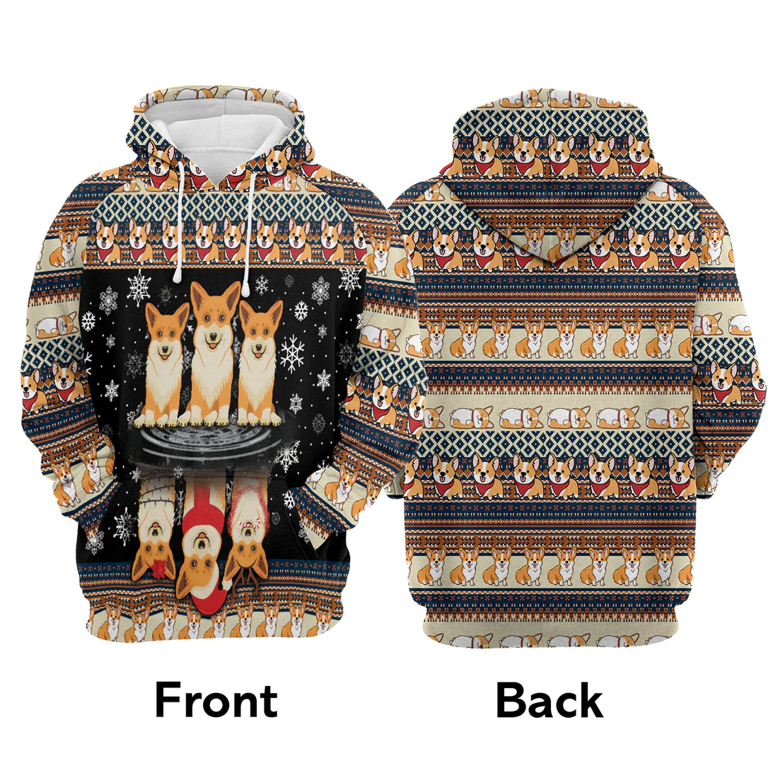 Corgi Premium Christmas Hoodie, Pembroke Welsh Corgi Christmas Unisex Hoodie For Men & Women - Perfect Gift For Christmas, Corgi Lover - Image 3