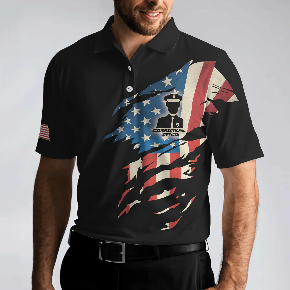 Correctional Officer Polo Shirt, My Craft Allows Me To Discipline Anything Skull Polo Shirt, Ripped American Flag Polo Shirt, Officer Shirt For Men - Image 6