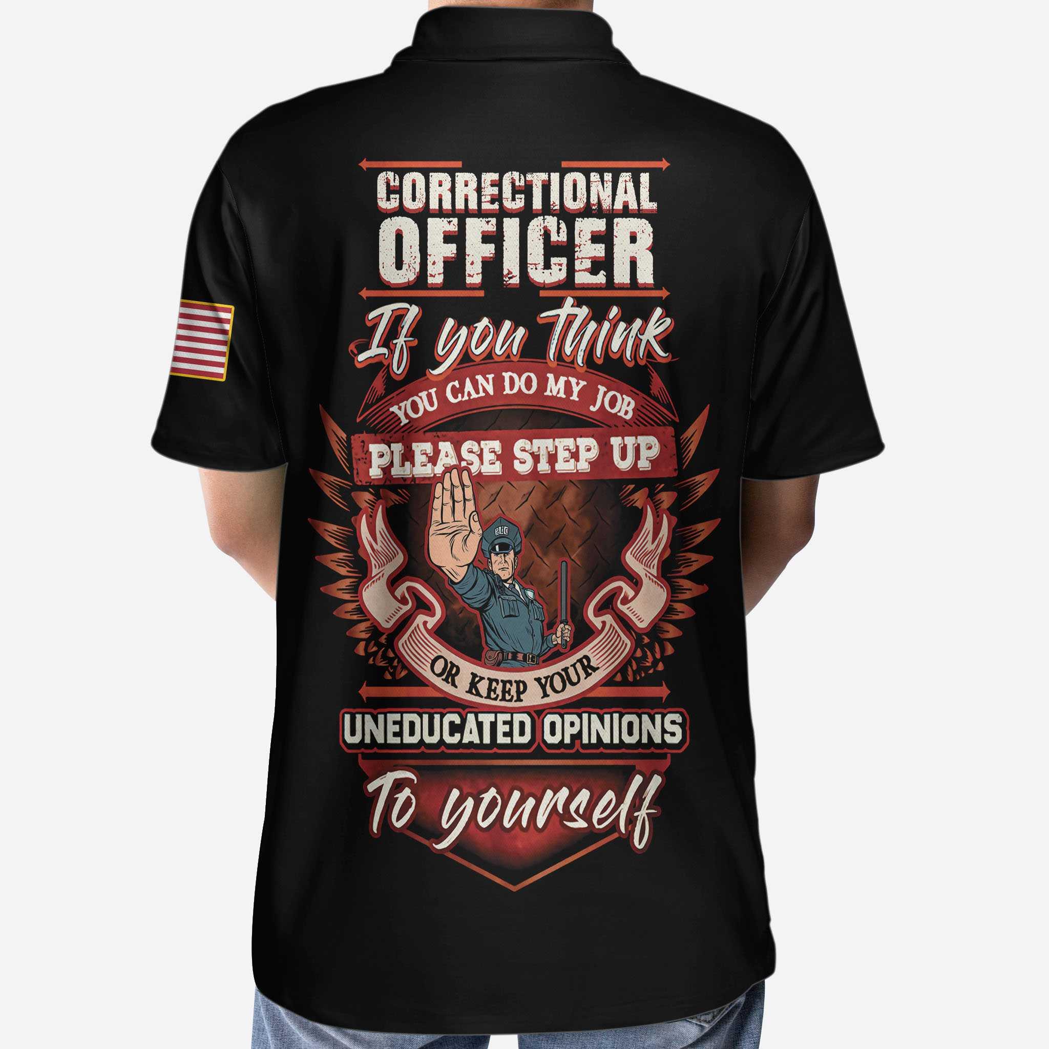 Correctional Officer Proud Skull Short Sleeve Polo Shirt, If You Think You Can Do My Job Shirt, Officer Shirt For Men - Image 5