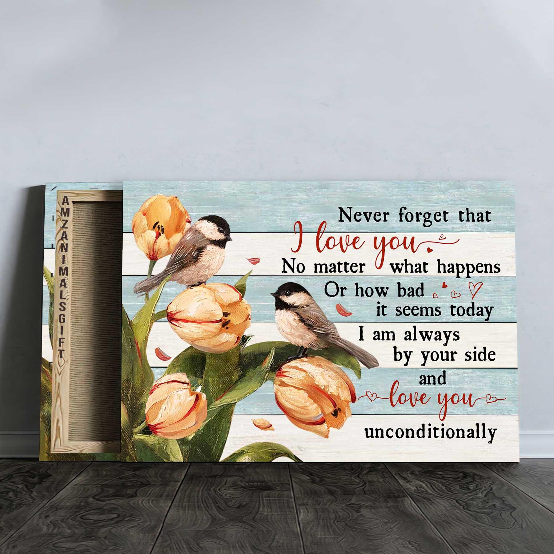 Couple Landscape Canvas, Black-Capped Chickadee, Tulip flower Gift for couple Premium Wrapped canvas - I love you unconditionally Couple Canvas Prints - Image 3