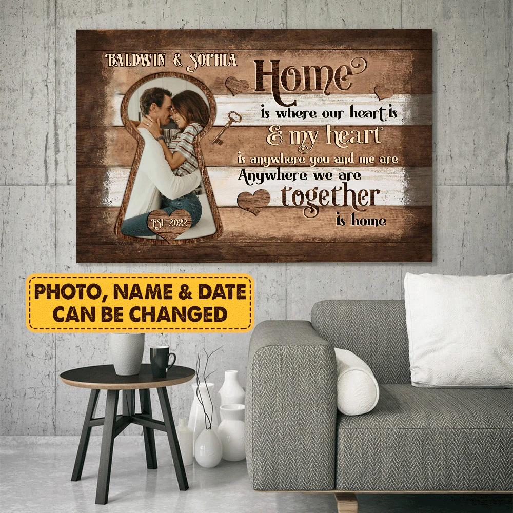Couple Landscape Canvas - Personalized Custom Landscape Canvas - Home is where our heart is - Custom Gift for Couple, Lovers, Family - Image 2