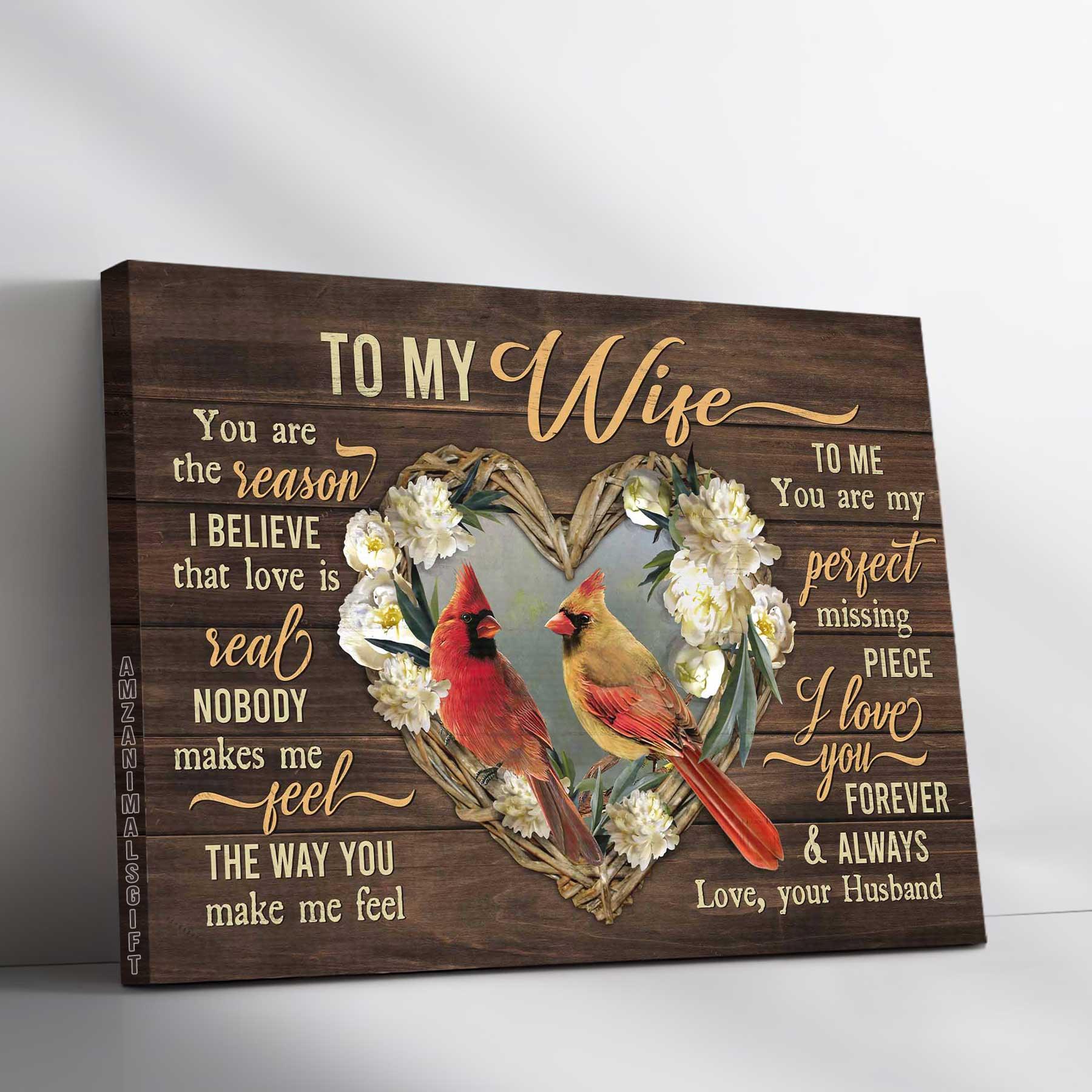 Couple Premium Wrapped Landscape Canvas - To My Wife, Cardinal Couple, You Are My Perfect Missing Piece - Perfect Gift For Couple, Spouse