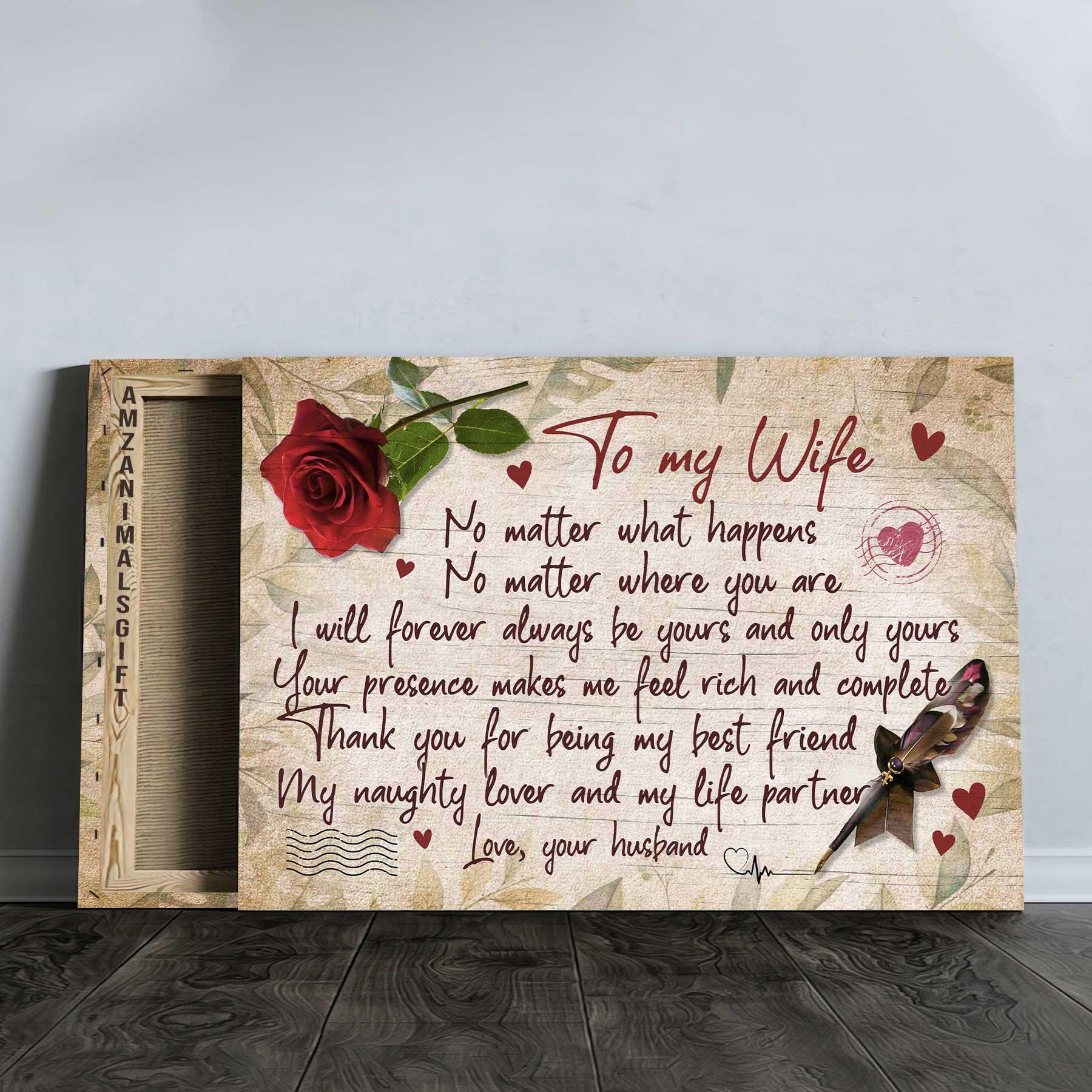Couple Premium Wrapped Landscape Canvas - To My Wife, Love Letter, Rose Flower, Thank You For Being My Life Partner - Perfect Gift For Couple, Spouse - Image 2