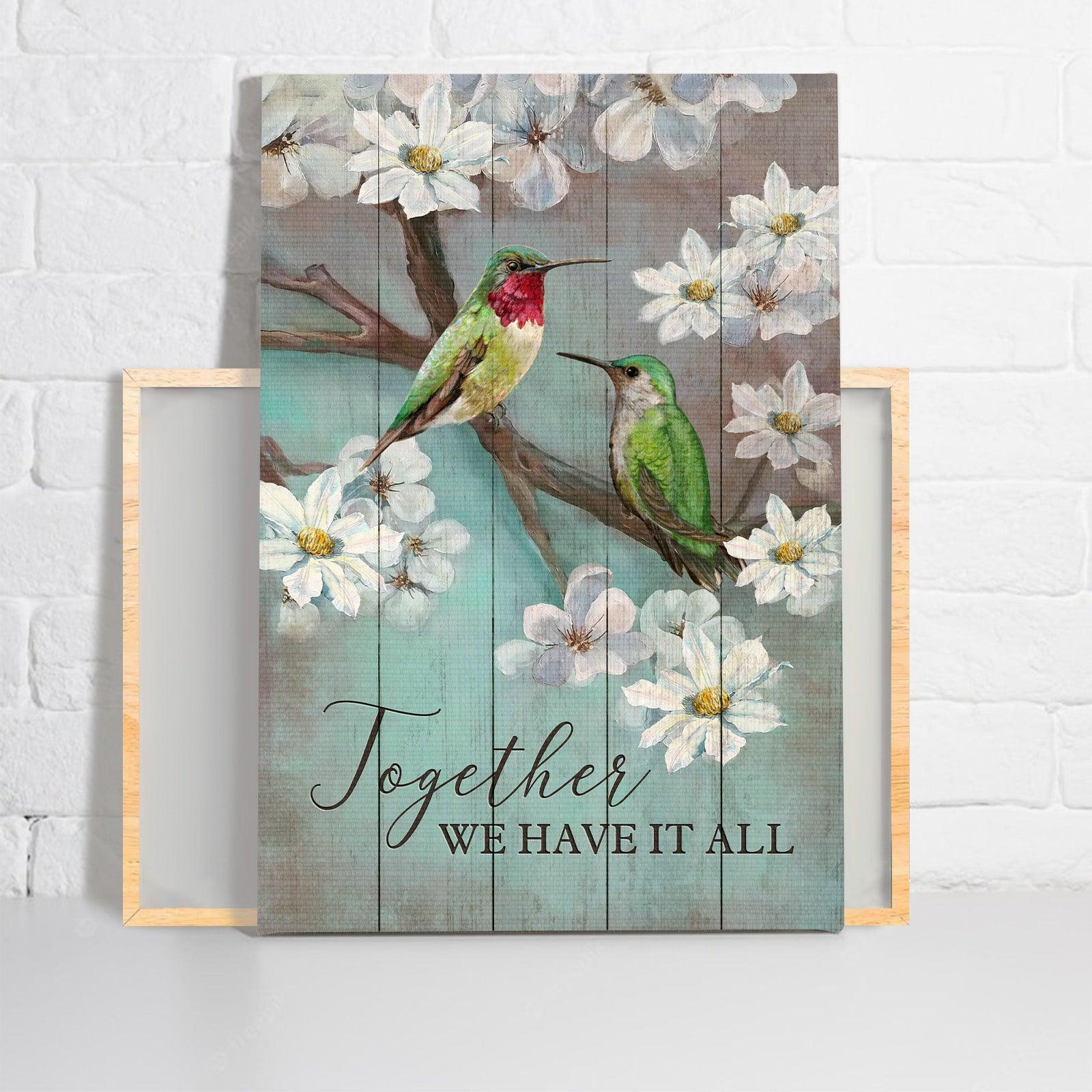 Couple Premium Wrapped Portrait Canvas - Hummingbird Couple, White Flower, Together We Have It All - Perfect Gift For Couple, Lovers, Partners - Image 2