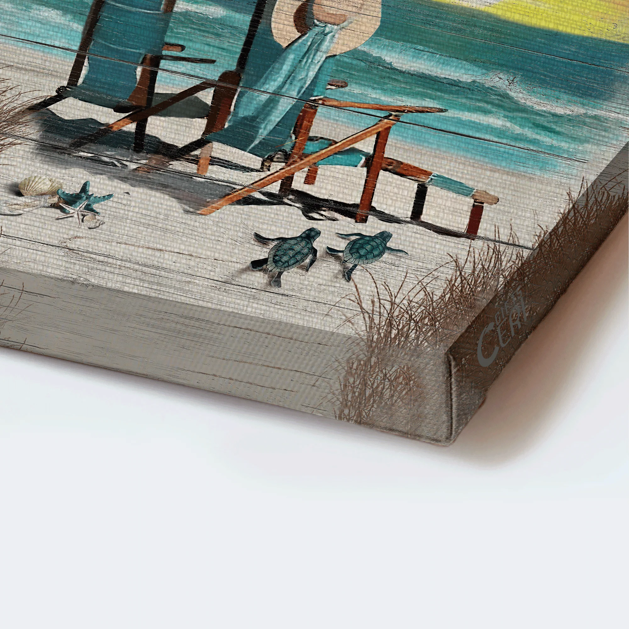 Couple Premium Wrapped Portrait Canvas - Sheet Music, Wooden Chair, Sunset Painting, I Cross My Heart - Perfect Gift For Couple, Lovers - Image 3