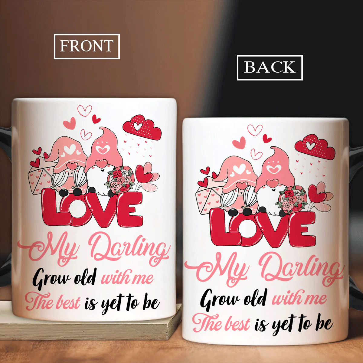 Couple Mug, Anniversary Gift, Valentine's Day Gift For Husband, Wife, Partner, Couple - Gnome Couple, Grow Old With Me, The Best Is Yet To Be Mug