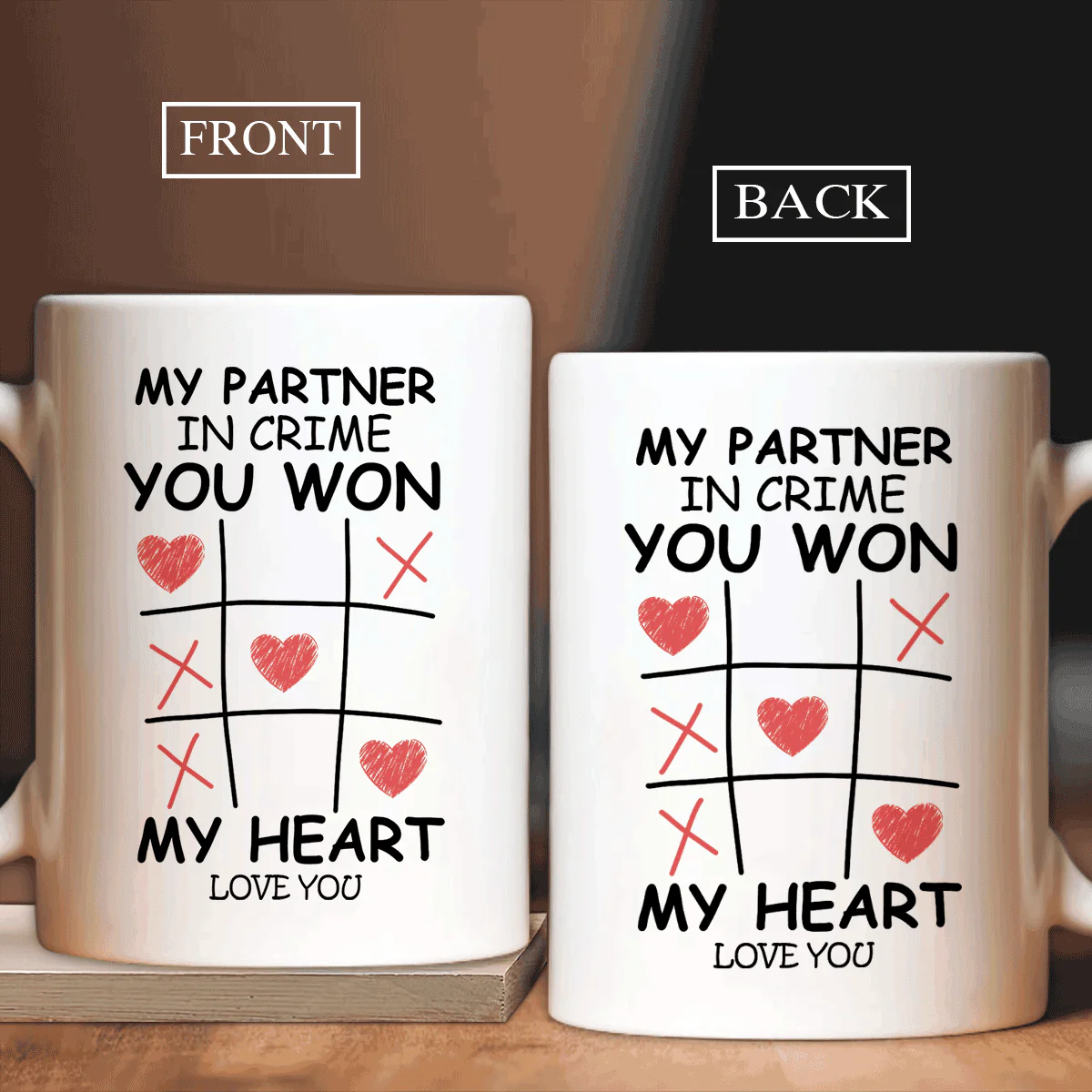 Couple White Mug - Tic tac toe Gift For Couple - You won my heart