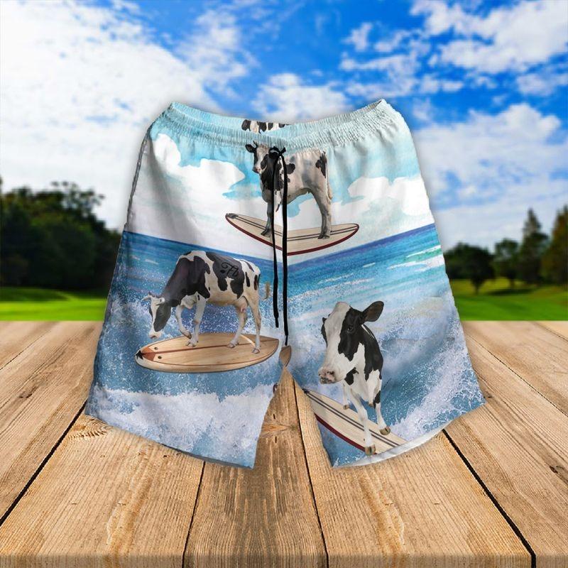 Cow Aloha Hawaiian Shirt - Cow Surfing Hawaiian Shirt, Dairy Cow Beach Art Hawaiian Shirt For Men & Women, Cow Lover - Image 2