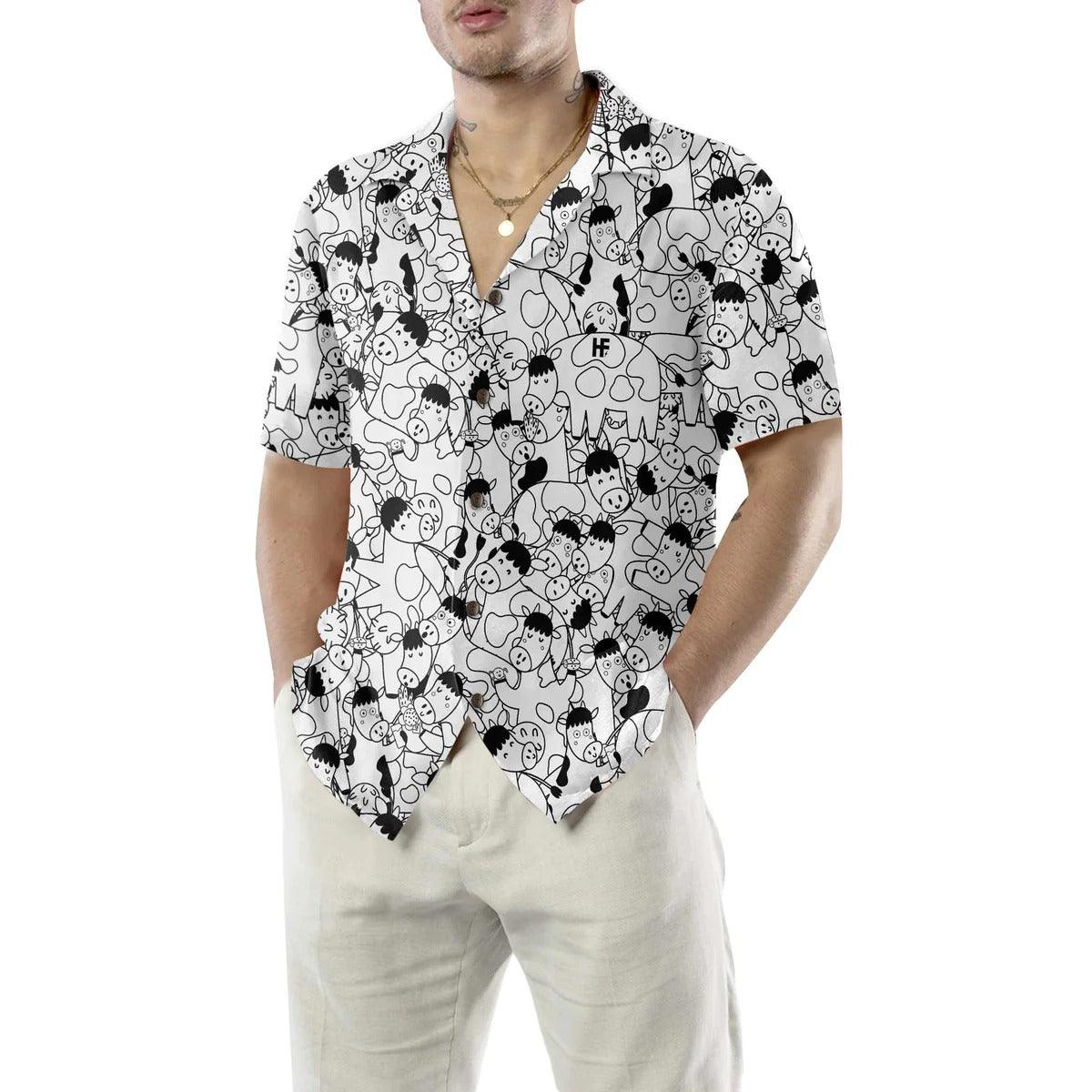 Cow Hawaiian Shirt, Funny Cow Doodle Pattern Aloha Shirt For Men Women - Perfect Gift For Cow Lovers, Husband, Boyfriend, Friend, Family, Wife - Image 5