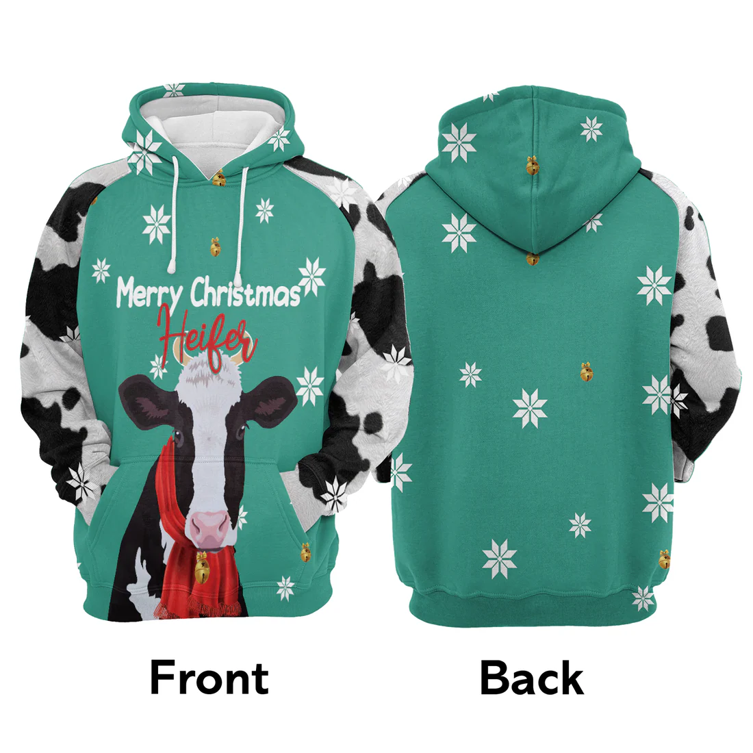 Cow Premium Christmas Hoodie, Cow Merry Christmas Heifer Christmas Unisex Hoodie For Men & Women - Perfect Gift For Christmas, Cow Lover - Image 3
