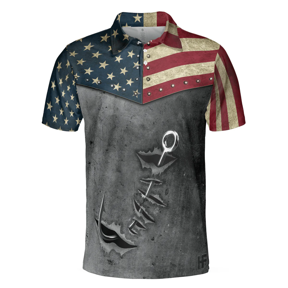 Crack Fishing American Flag Short Sleeve Polo Shirt, Patriotic Polo Shirt, Best Fishing Shirt For Men - Image 4