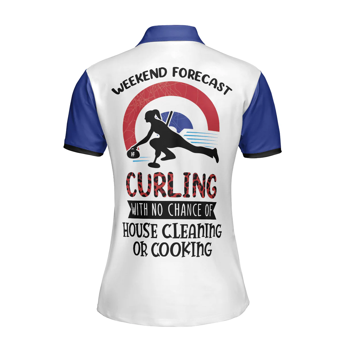 Curling Women Polo Shirt, Weekend Forecast Curling, Red Leopard Pattern Women Polo Shirts, Perfect Gift For Female, Ladies, Girls, Curling Lovers - Image 3