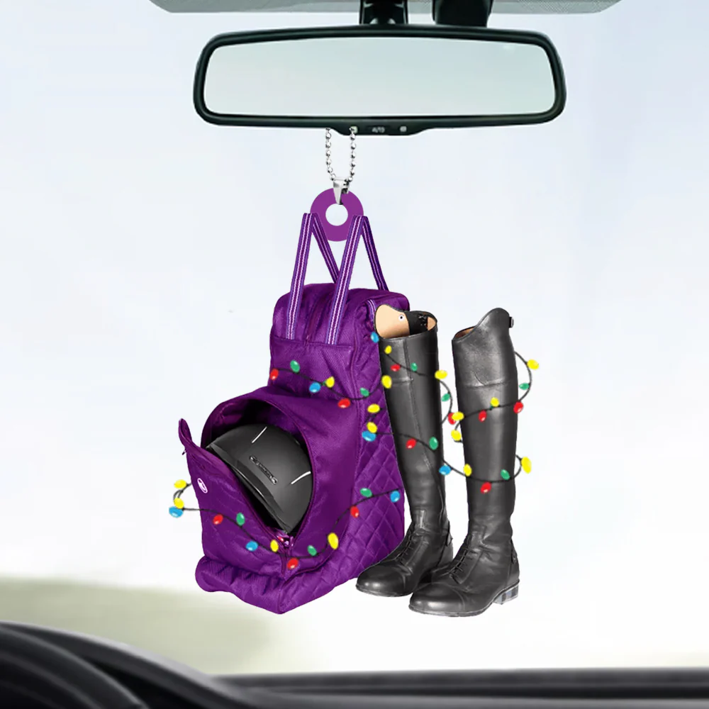 Custom Acrylic Car Hanging Ornament, Personalized Horse Riding Bag Acrylic Car Hanging Ornament For Horse Riding Lover - Image 2