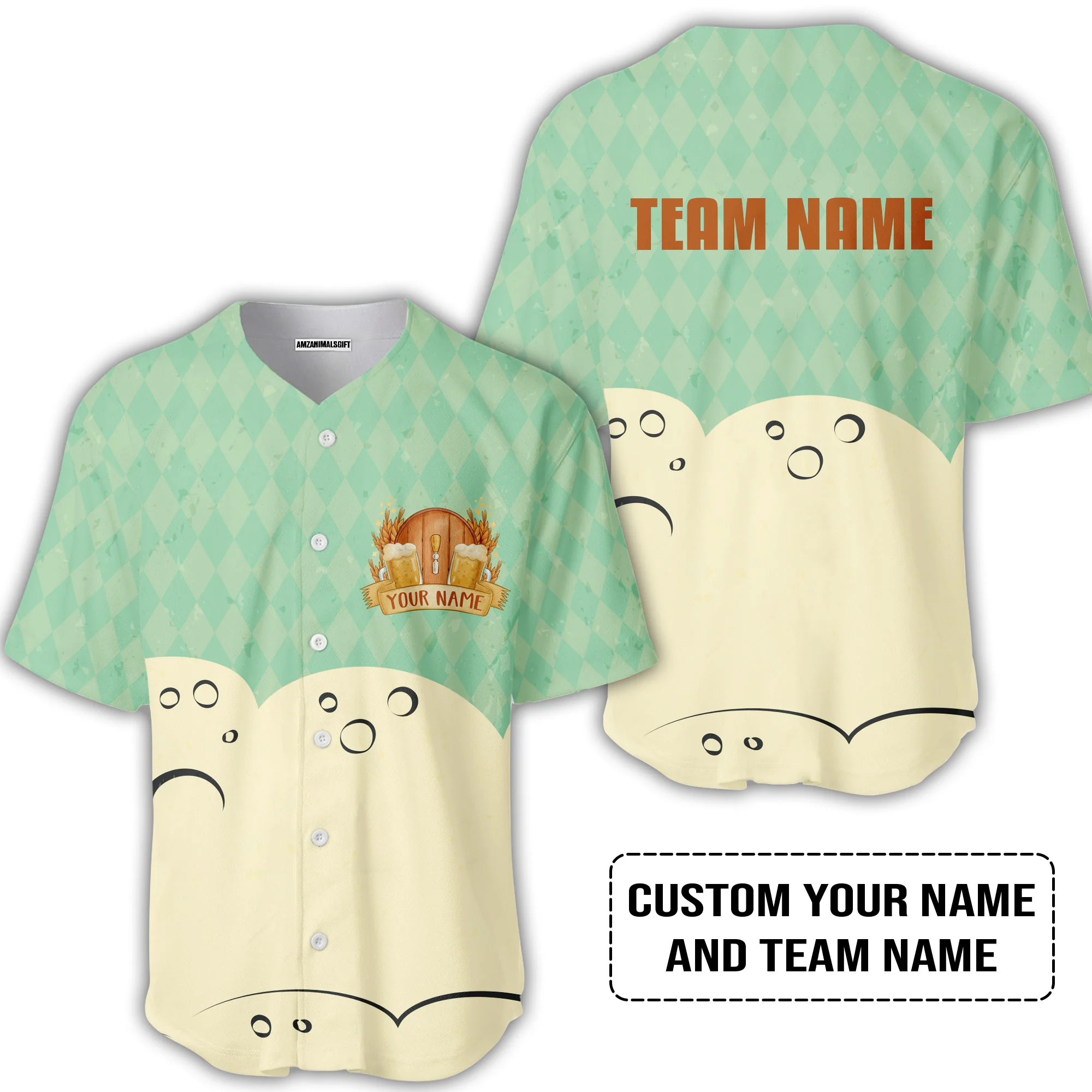 Custom Argyle Green Beer Pattern Design Oktoberfest Beer Festival Performance T-Shirt - Image 5