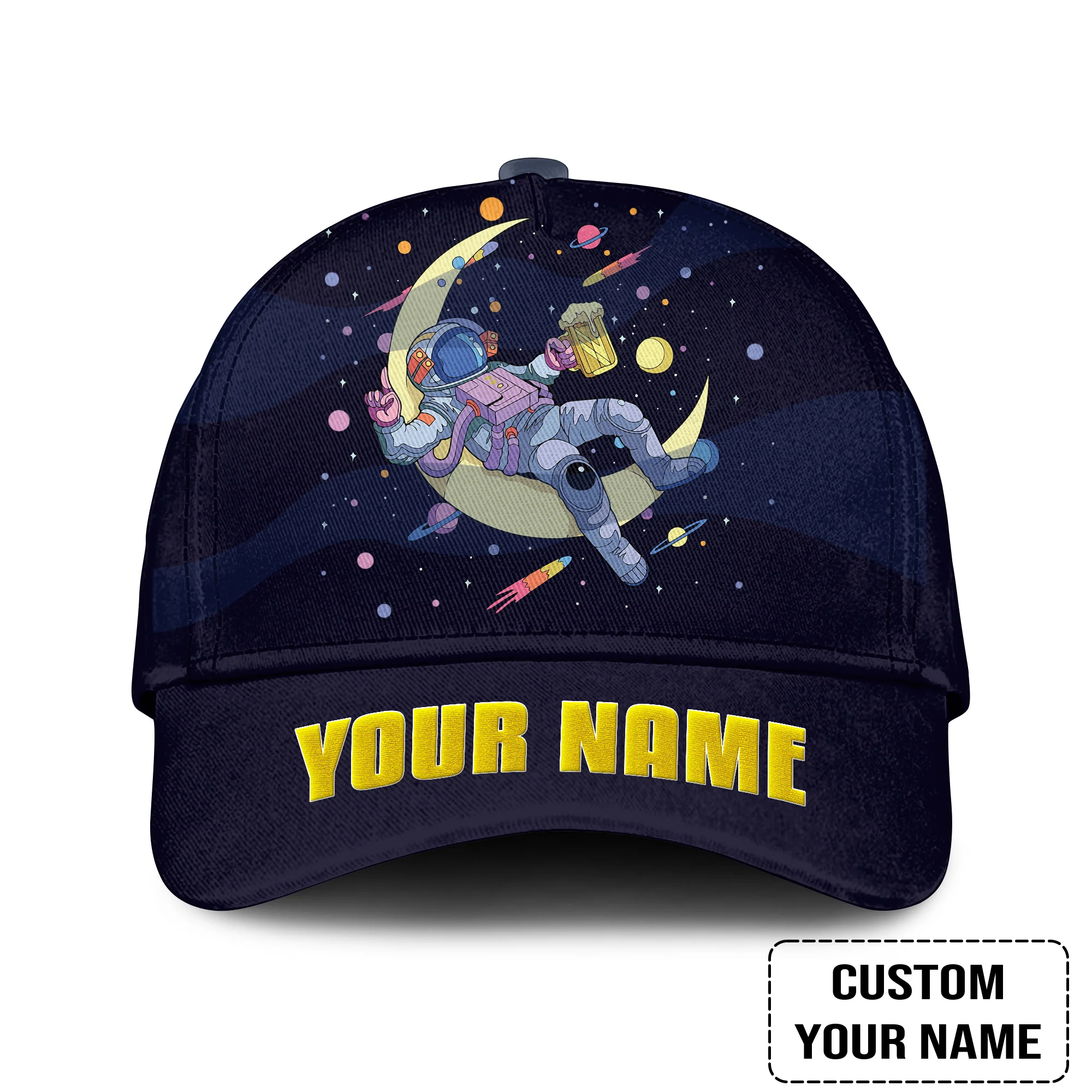 Custom Astronaut Beer Pattern Design Oktoberfest Beer Festival Performance Embroidered Cap - Image 2