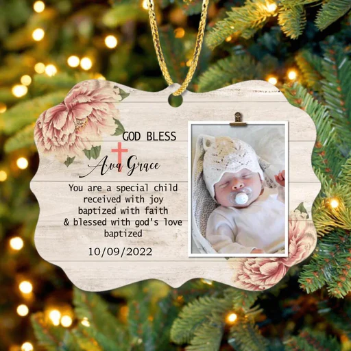 Custom Baby Photo Aluminum Ornament, Customized Baby Photo Aluminum Ornament - Christmas Gift For New Born Baby, Kids
