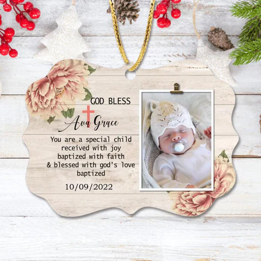 Custom Baby Photo Aluminum Ornament, Customized Baby Photo Aluminum Ornament - Christmas Gift For New Born Baby, Kids - Image 2