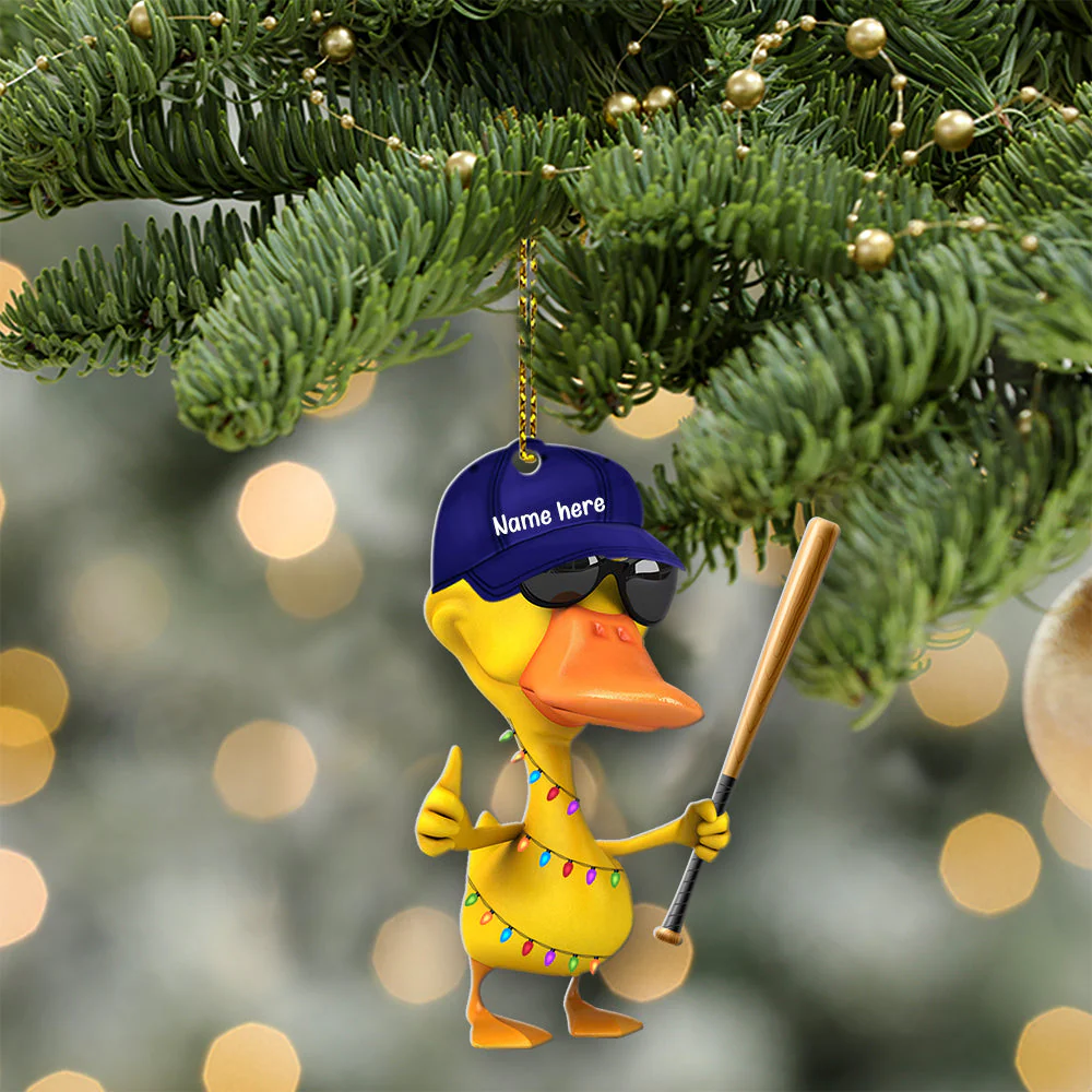 Custom Baseball Acrylic Ornament, Personalized Baseball Duck Acrylic Ornament - Perfect Gift For Baseball Lover, Christmas, New Year - Image 2