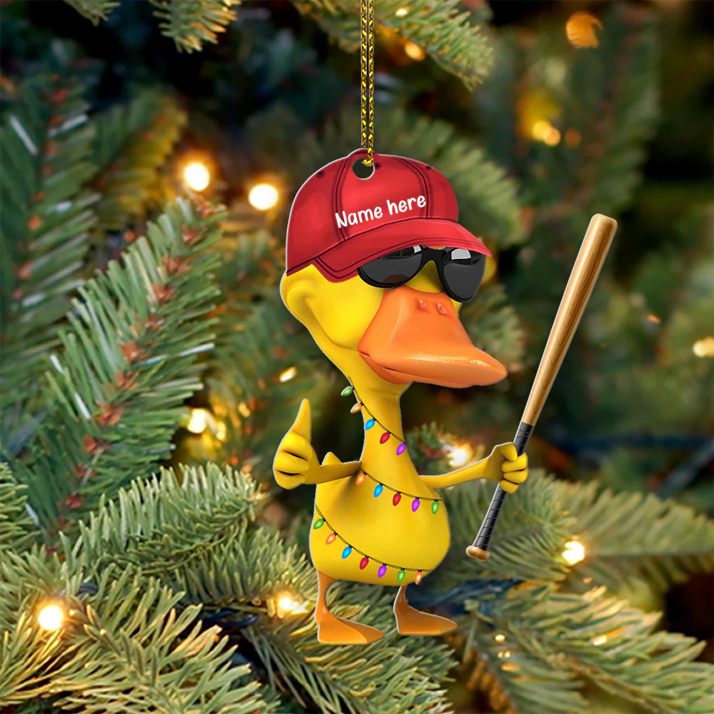 Custom Baseball Acrylic Ornament, Personalized Baseball Duck Acrylic Ornament - Perfect Gift For Baseball Lover, Christmas, New Year - Image 3