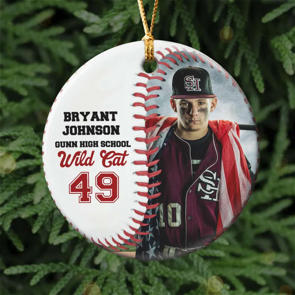 Custom Baseball Circle Ceramic Ornament, Personalized Baseball Player Circle Ceramic Ornament - Perfect Gift For Baseball Lover, Christmas, New Year - Image 3