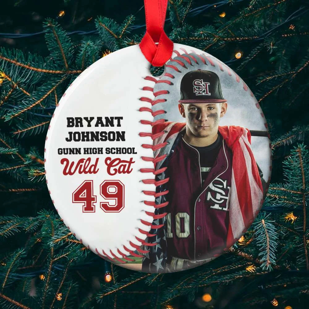 Custom Baseball Circle Ceramic Ornament, Personalized Baseball Player Circle Ceramic Ornament - Perfect Gift For Baseball Lover, Christmas, New Year - Image 4