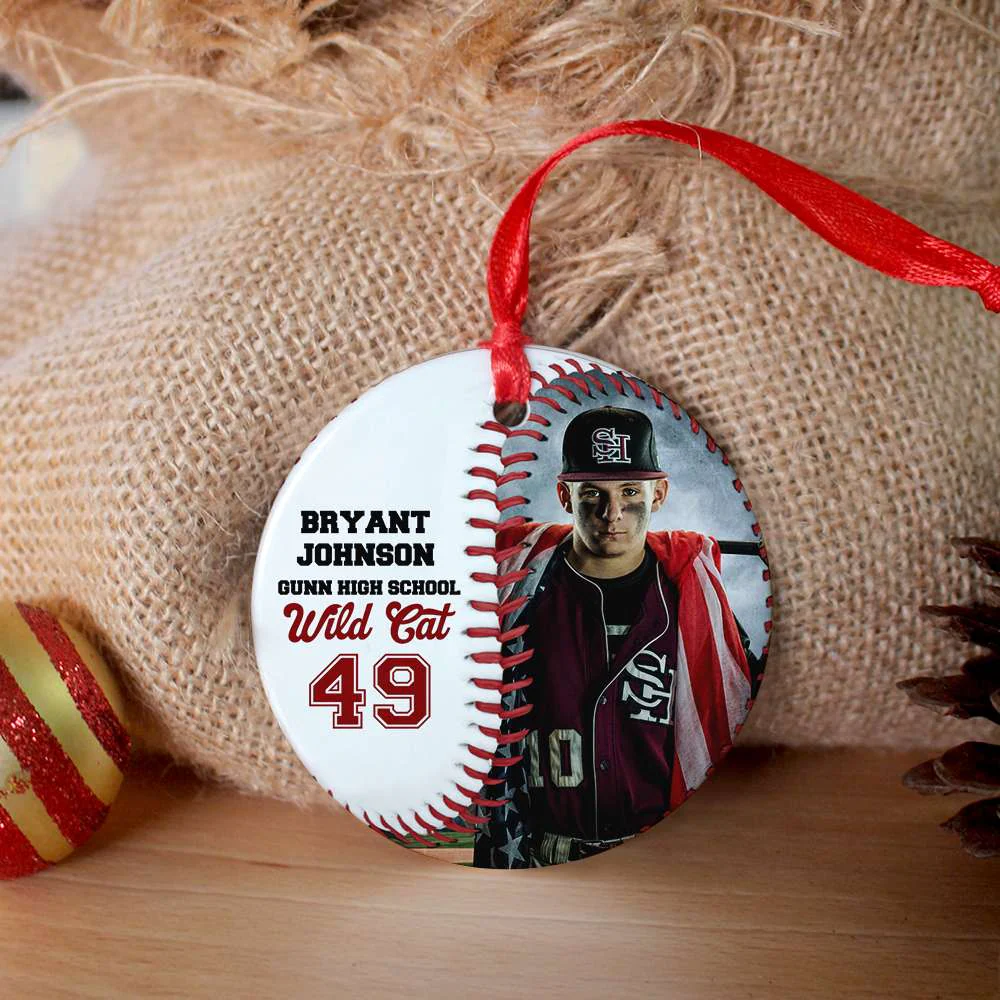 Custom Baseball Circle Ceramic Ornament, Personalized Baseball Player Circle Ceramic Ornament - Perfect Gift For Baseball Lover, Christmas, New Year - Image 5