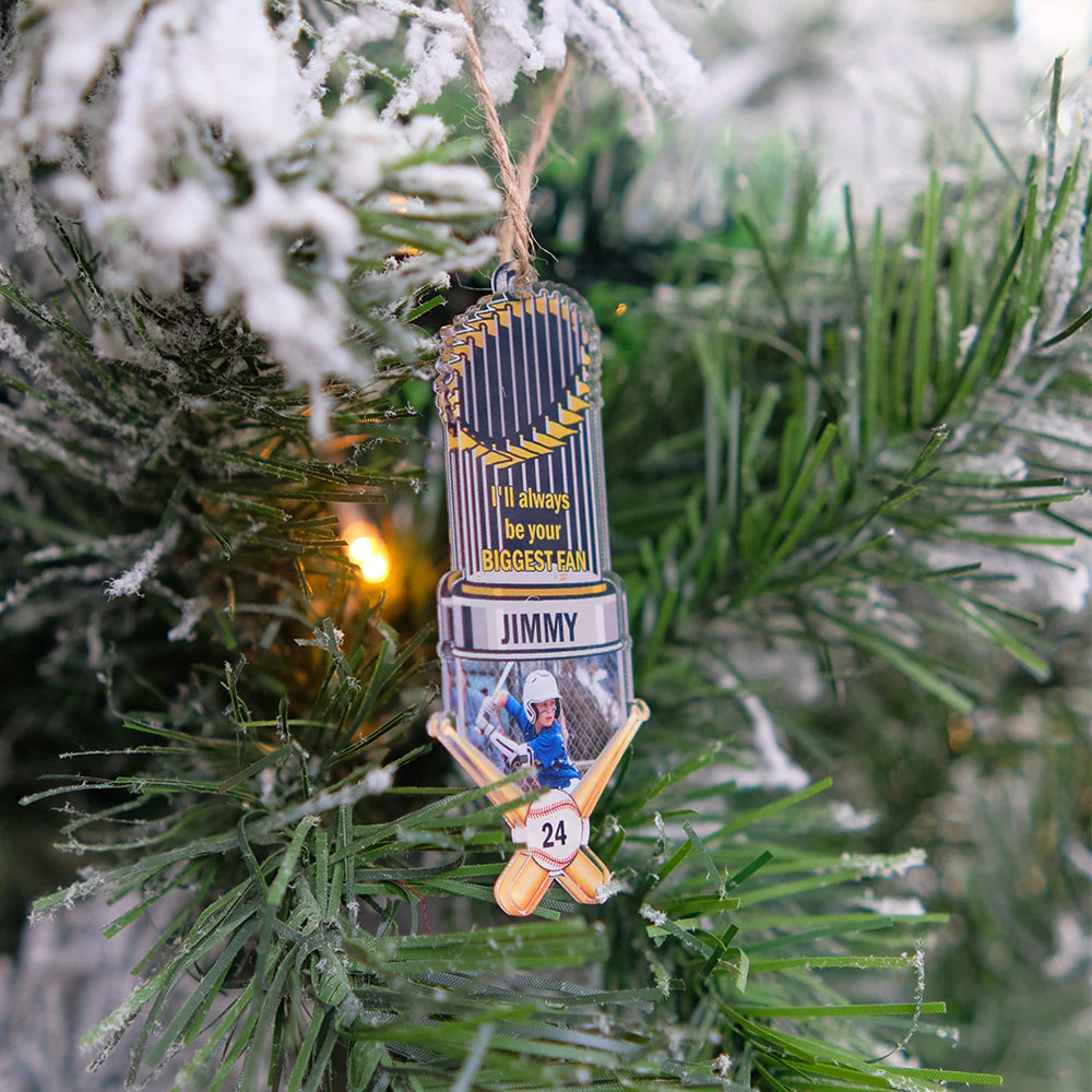 Custom Baseball Trophy Acrylic Ornament, Personalized Photo I'll Always Be Your Biggest Fan Acrylic Ornament - Perfect Gift For Baseball Lover - Image 6