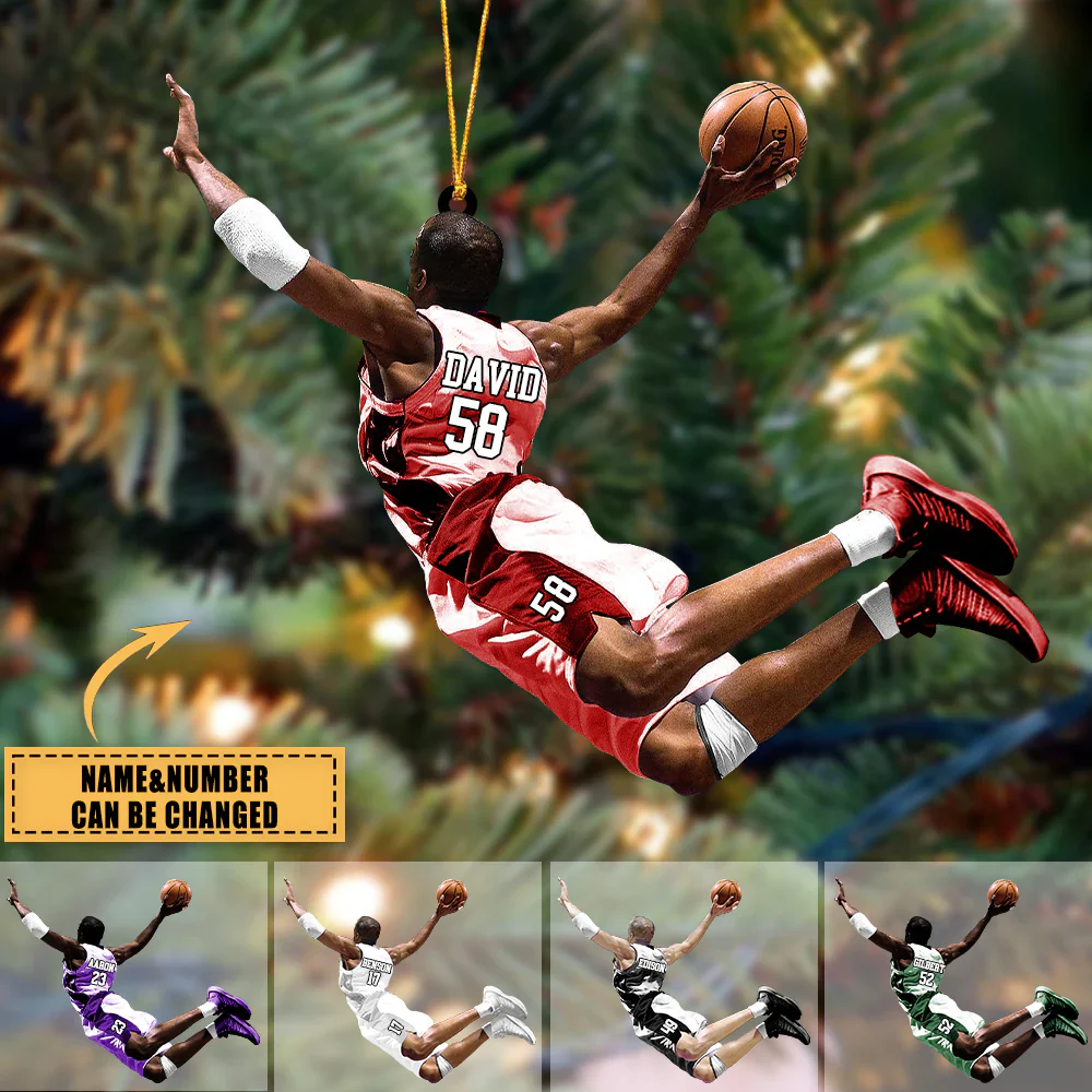Custom Basketball Man, Basketball Player Acrylic Christmas Ornament, Baseball Team Gift For Him, Basketball Lovers, Basketball Players - Image 2