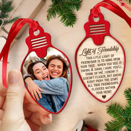 Custom Best Friend Photo 2-Sided Wooden Ornament, Customized Friend Photo Wood Ornament, Light Of Friendship - Christmas Gift For Best Friends - Image 3
