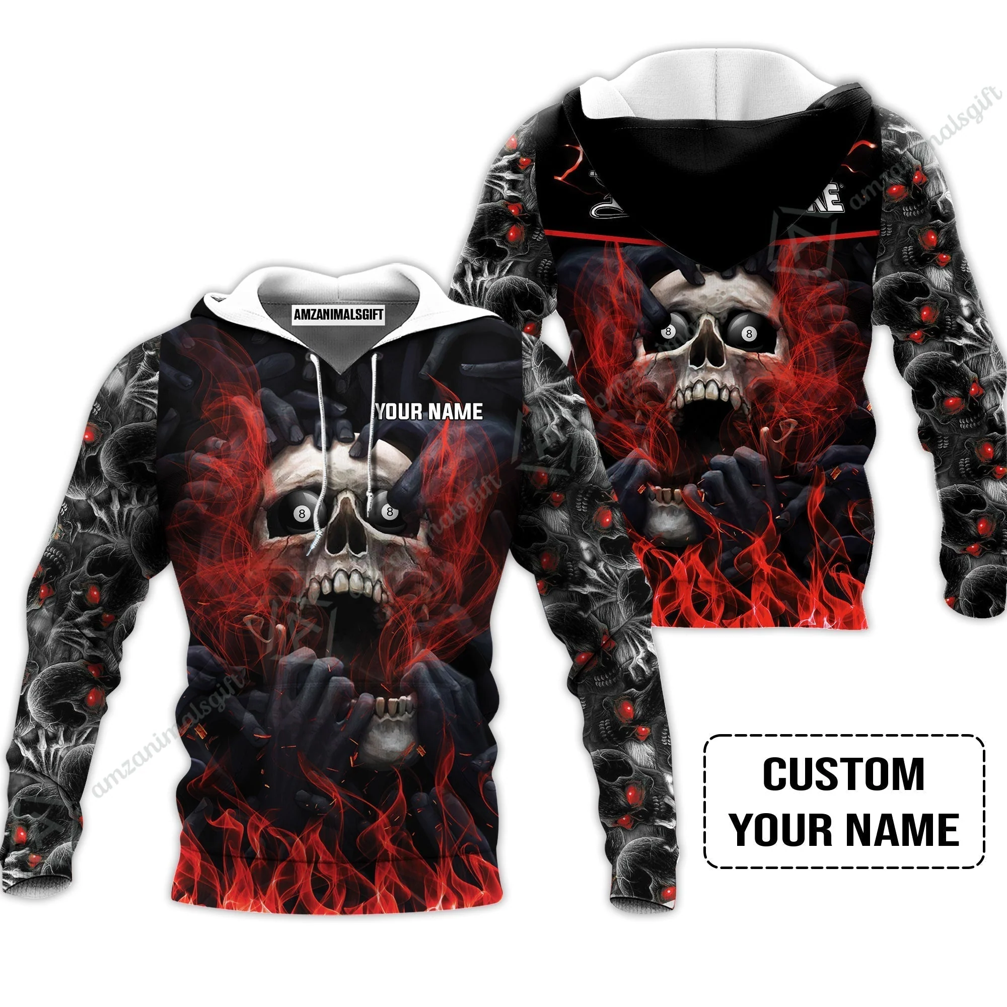 Custom Billiard Hawaiian Shirt - Dead Stroke Pool 8 Ball Skull On Fire Personalized Name, Perfect Billiard Hawaiian Shirt - Image 4