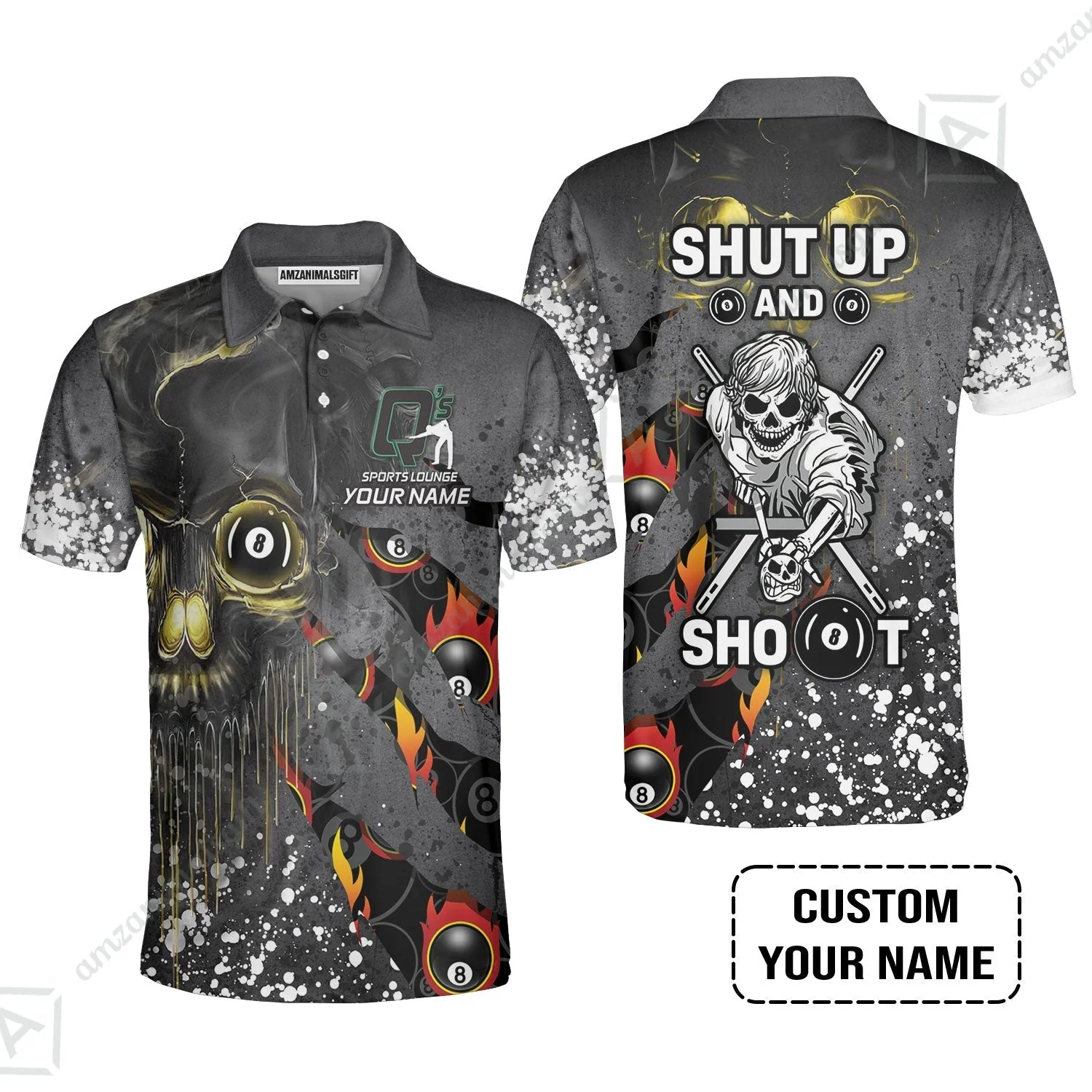 Custom Billiard Hawaiian Shirt - Q's Team Billiards 8 Balls Paint Splash Personalized Name Hawaiian Shirt - Image 5
