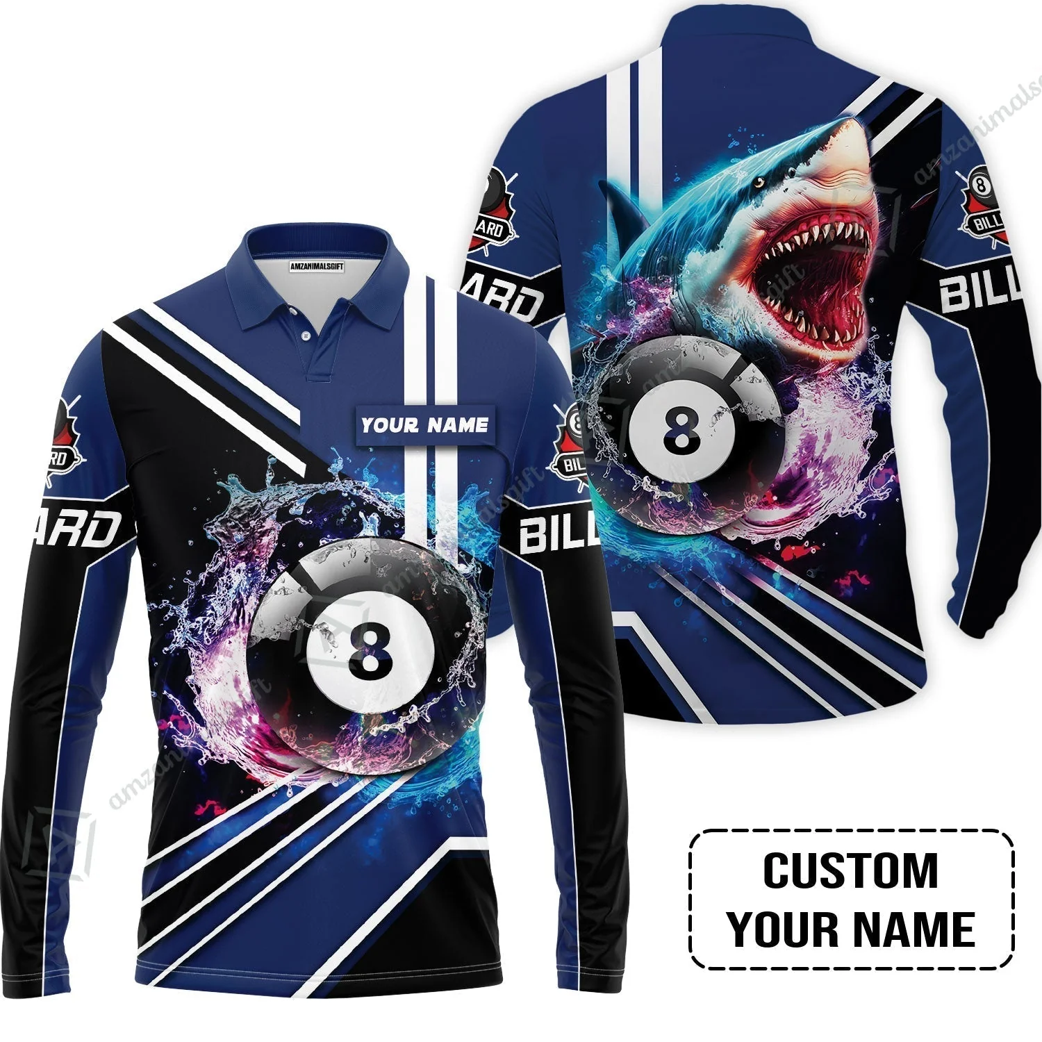 Custom Billiard Hawaiian Shirt - Shark Billiard Team Pool 8 Ball Personalized Name Hawaiian Shirt - Image 5