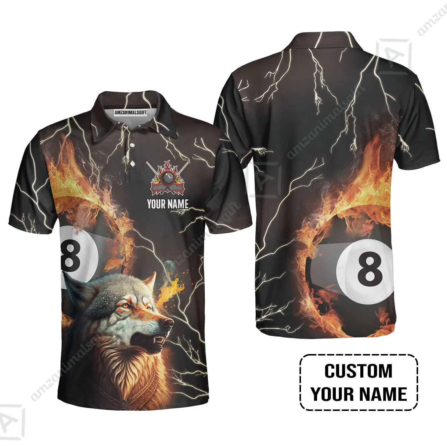 Custom Billiard Hoodie - Wolf On Fire Billiard Pool 8 Balls Personalized Name, Perfect Billiard Hoodie - Image 4