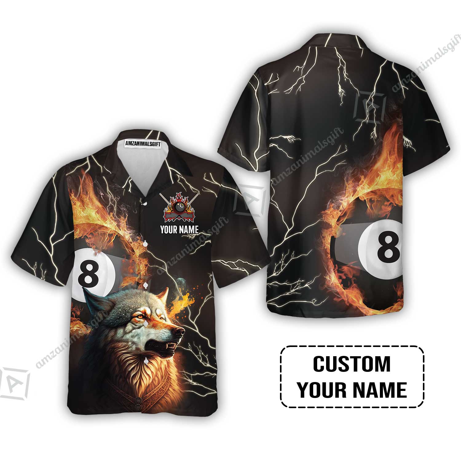 Custom Billiard Hoodie - Wolf On Fire Billiard Pool 8 Balls Personalized Name, Perfect Billiard Hoodie - Image 6