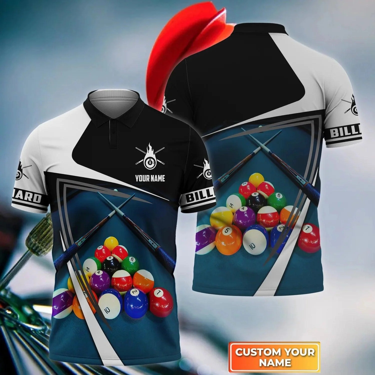 Custom Billiard Men Polo Shirt - Pool Billiard Player Personalized Name 3D Polo Shirt For Team Tad - Perfect Billiard Polo Shirt For Men, Team Tad