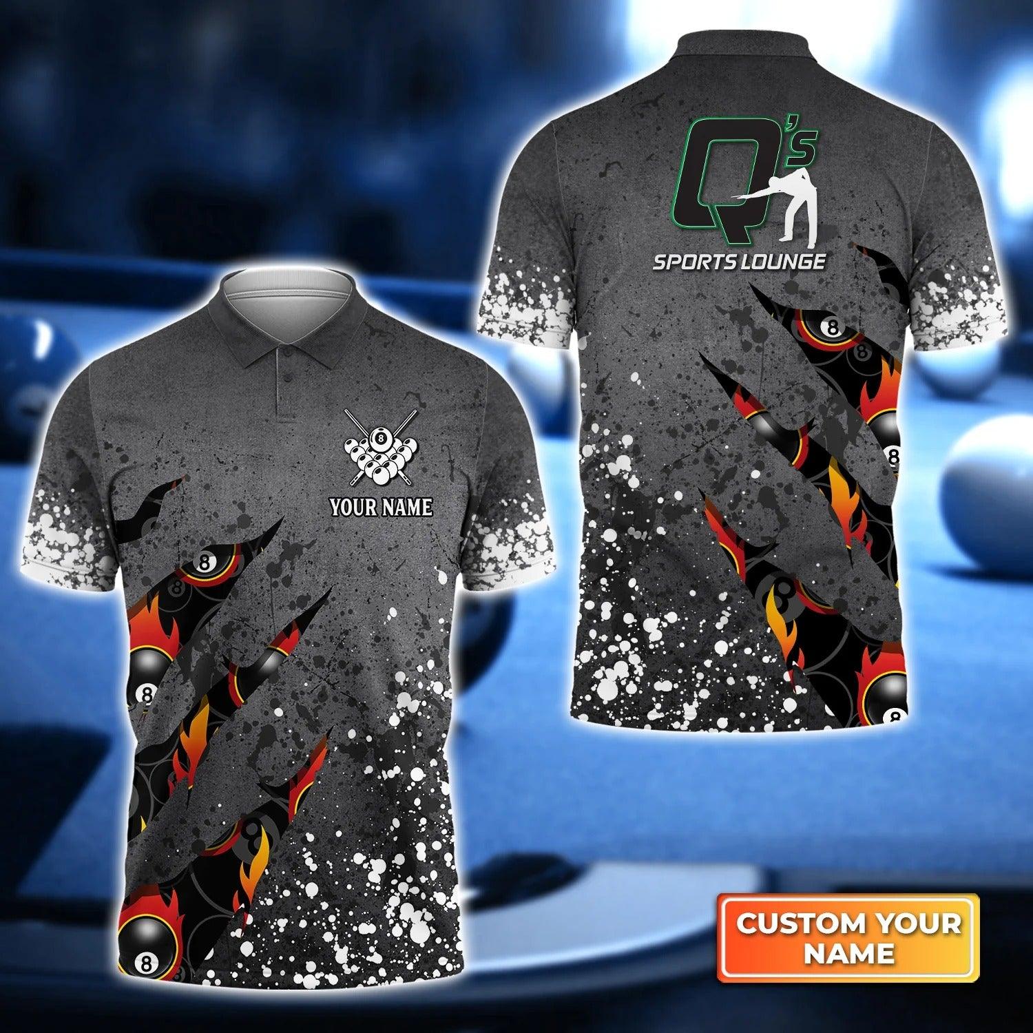 Custom Billiard Men Polo Shirt, Q's Team Billiards 8 Balls Paint Splash Personalized Name Polo Shirt, Gift For Men, Billiard Lovers, Billiard Players
