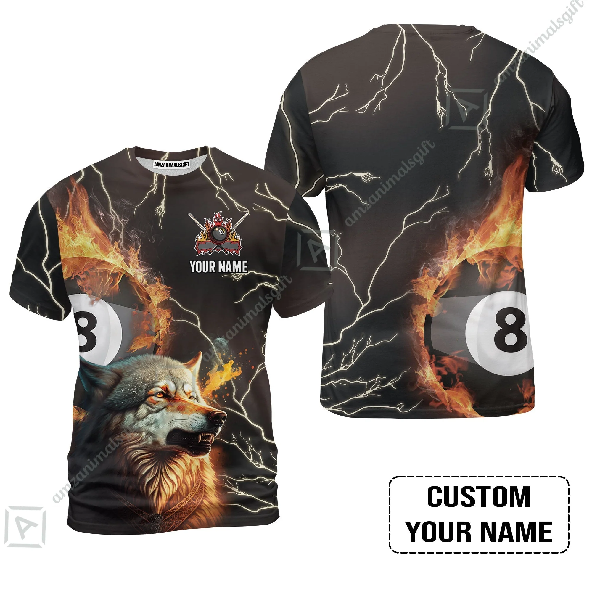 Custom Billiard Women Polo Shirt - Wolf On Fire Billiard Pool 8 Balls Personalized Name, Perfect Billiard Women Polo Shirt - Image 7