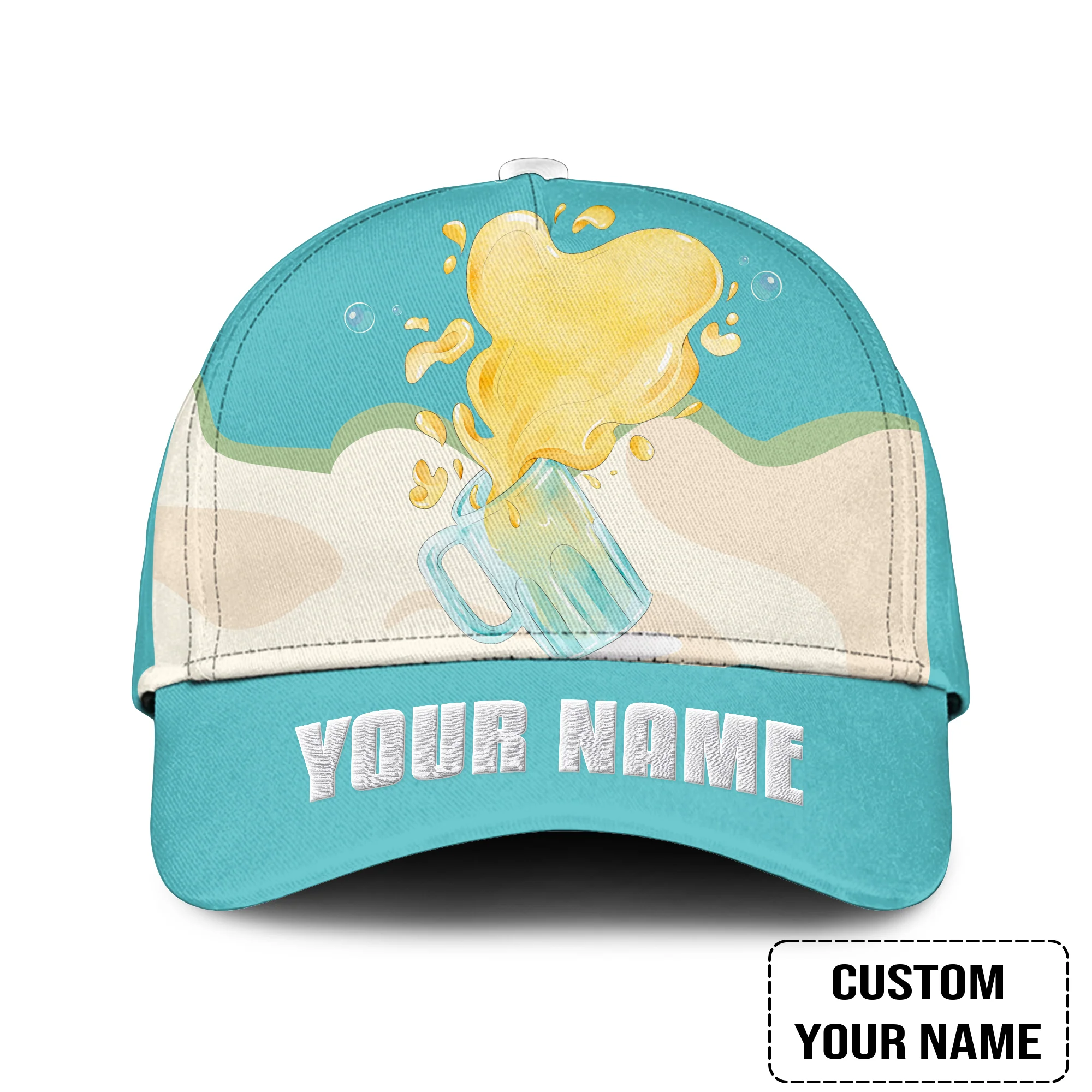 Custom Blue Cream Beer Pattern Design Oktoberfest Beer Festival Performance Embroidered Cap - Image 2