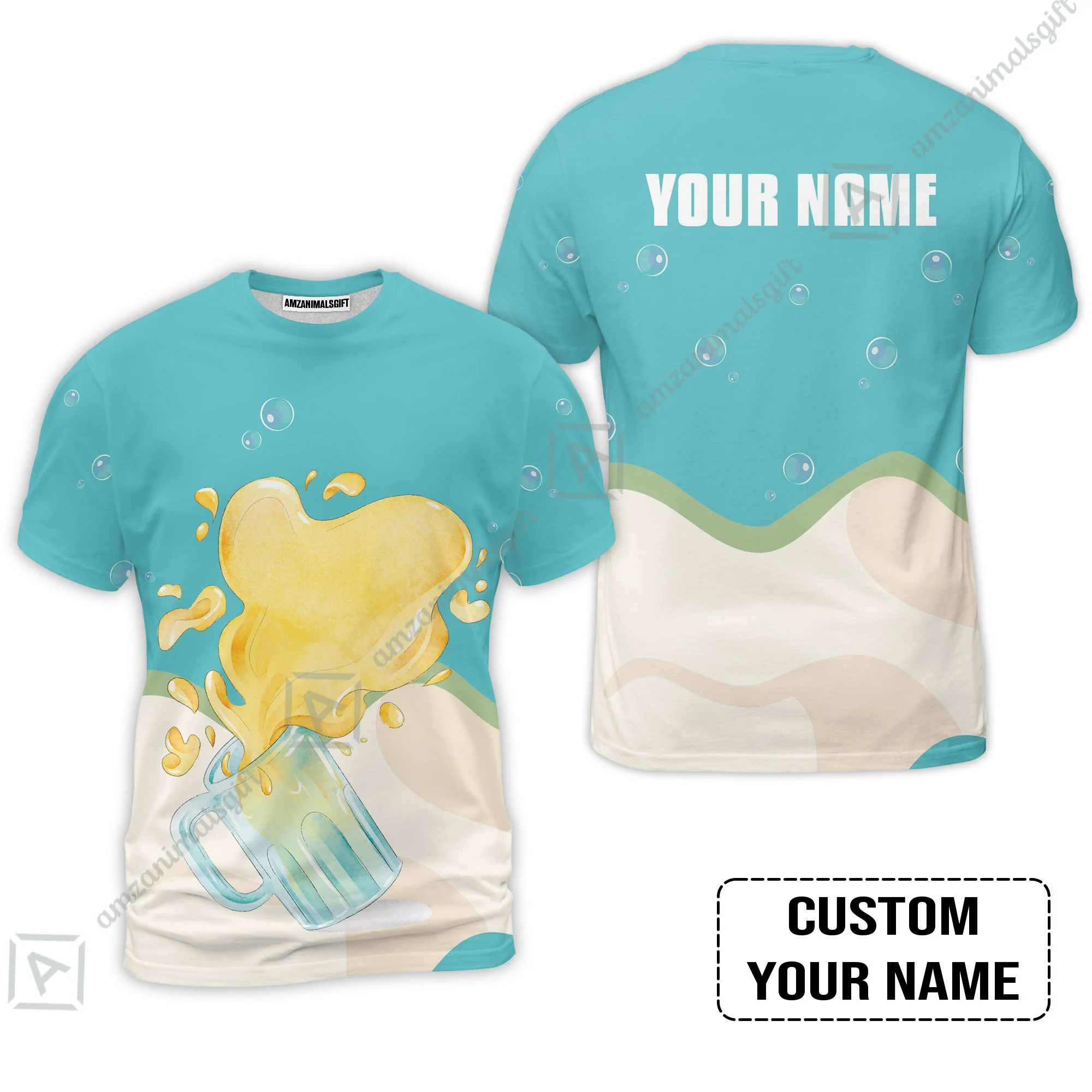 Custom Blue Cream Beer Pattern Design Oktoberfest Beer Festival Performance Baseball Jersey - Image 3