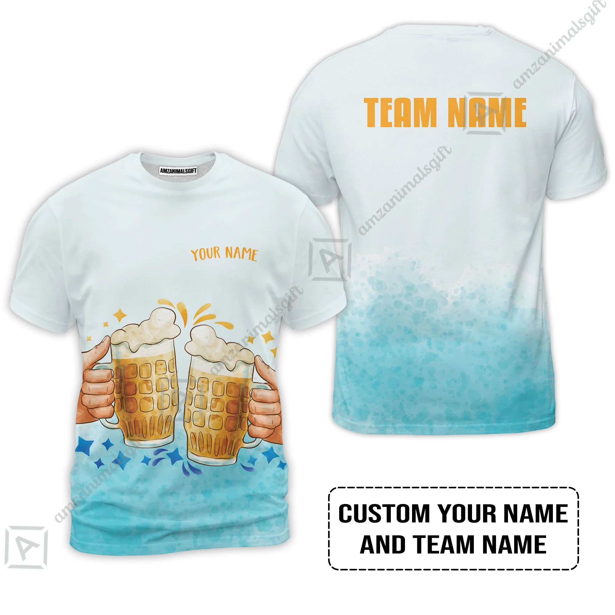 Custom Blue Gradient Beer Pattern Design Oktoberfest Beer Festival Performance Hawaiian Shirt