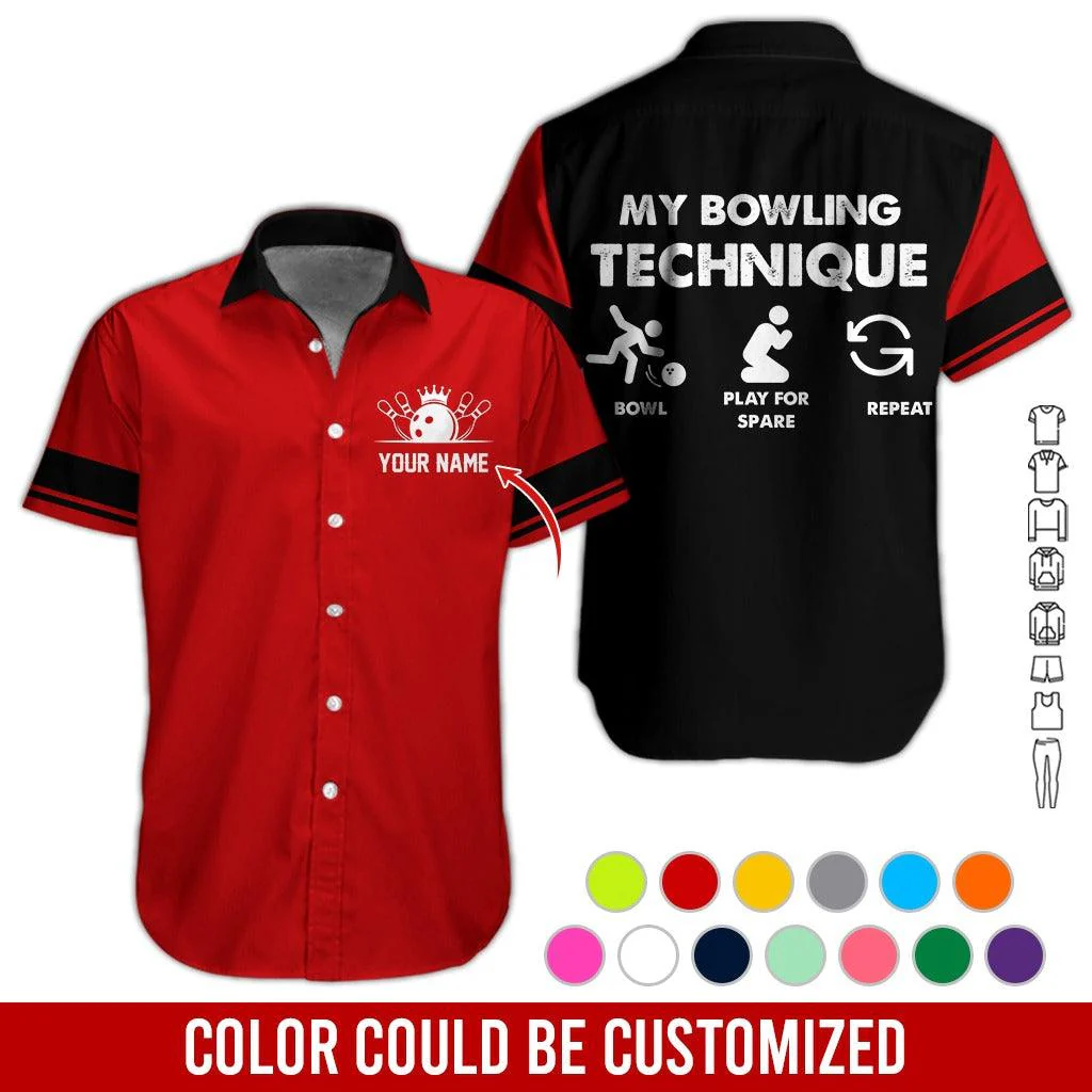 Custom Bowling Aloha Hawaiian Shirt - Amazing Bowling Bowl Pattern, My Bowling Technique Personalized Name Hawaiian Shirt For Men & Women, Bowling Lover