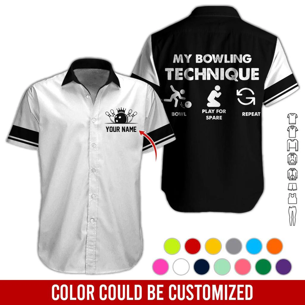 Custom Bowling Aloha Hawaiian Shirt - Amazing Bowling Bowl Pattern, My Bowling Technique Personalized Name Hawaiian Shirt For Men & Women, Bowling Lover - Image 4