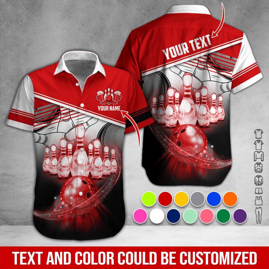 Custom Bowling Aloha Hawaiian Shirt - Bowling Bowl Pattern And Beer Personalized Name Hawaiian Shirt For Men & Women, Bowling Lover