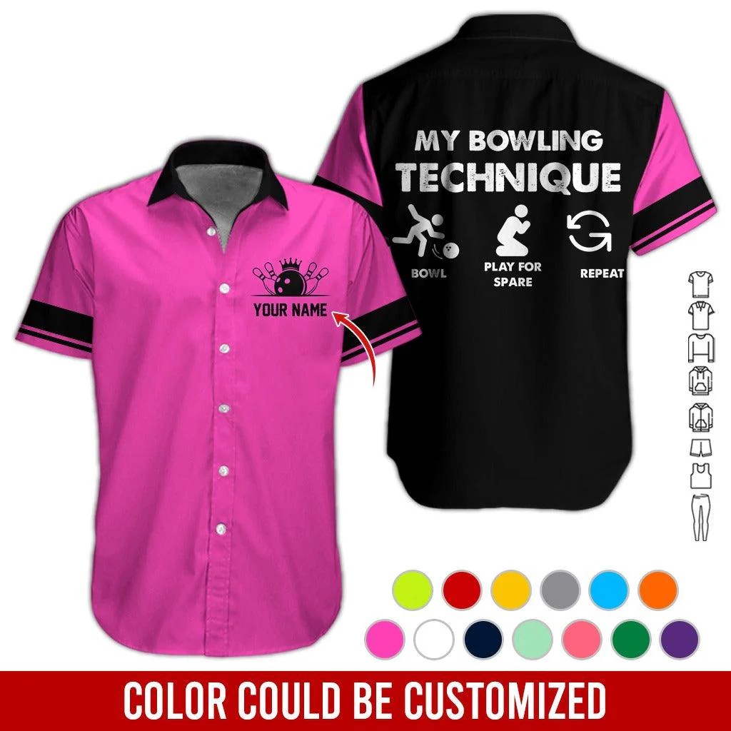 Custom Bowling Aloha Hawaiian Shirt - Cool Bowling Bowl Pattern, My Bowling Technique Personalized Name Hawaiian Shirt For Men & Women, Bowling Lover - Image 4