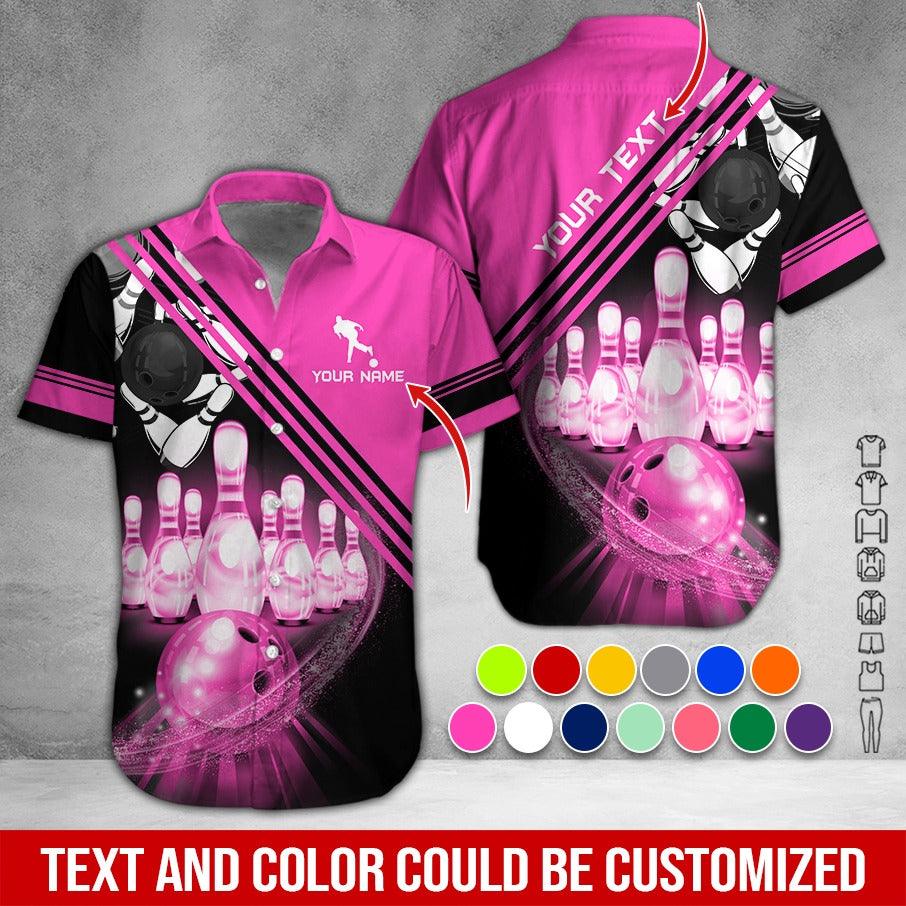 Custom Bowling Aloha Hawaiian Shirt - Cool Glass Bowling Bowl Pattern Personalized Name Hawaiian Shirt For Men & Women, Bowling Lover - Image 3