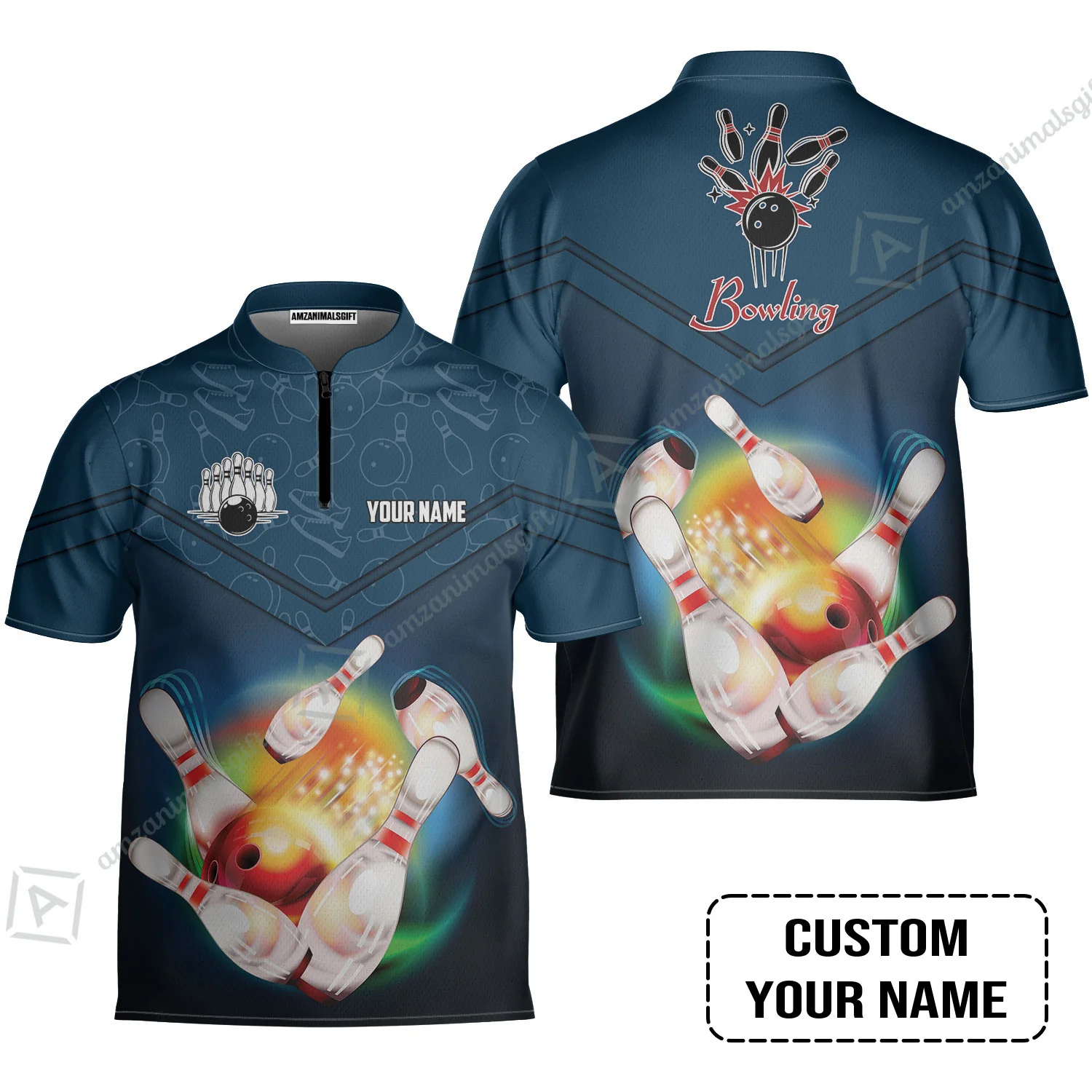 Custom Bowling Hoodie - Amazing Bowling Ball Pattern And Shoe Personalized Name Hoodie - Image 3