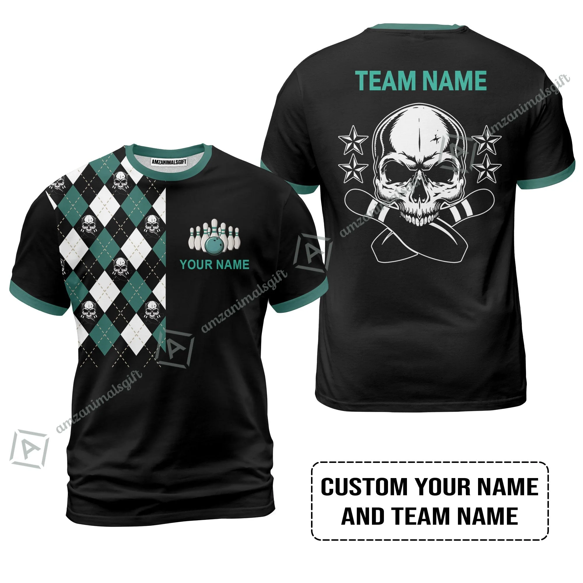 Custom Bowling Jersey - Custom Name Skull Black Bowling Personalized Bowling Jersey - Image 10